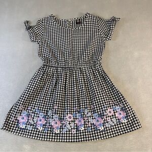 Star Ride Girls 4T Black And White Gingham And Flower Dress